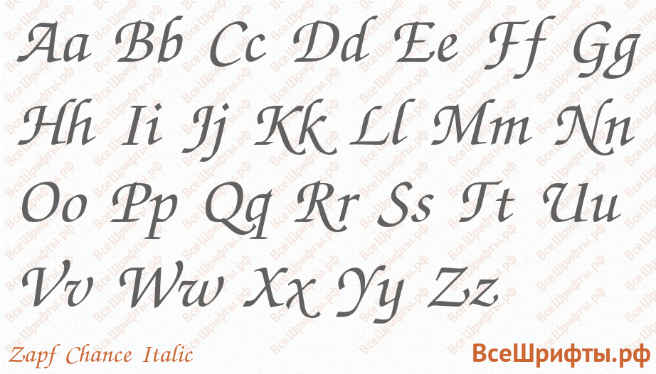 Шрифт Zapf Chance Italic с латинскими буквами Шрифт Zapf Chance Italic с латинскими буквами