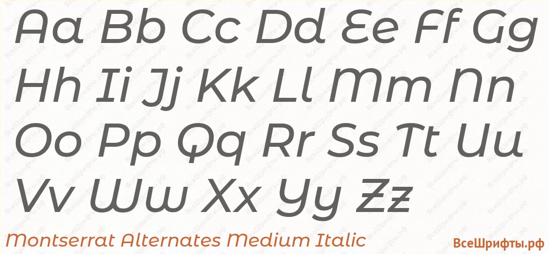 Шрифт Montserrat Alternates Medium Italic с латинскими буквами Шрифт Montserrat Alternates Medium Italic с латинскими буквами