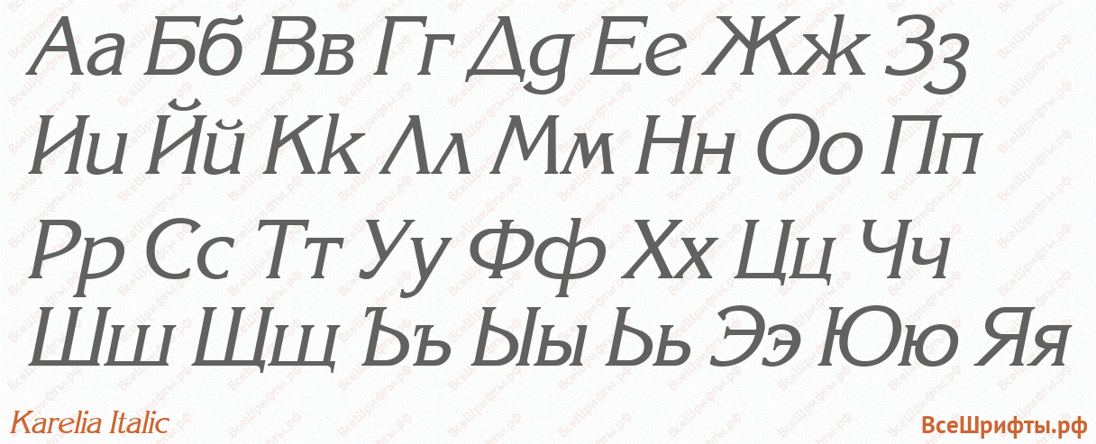 Шрифт Karelia Italic с русскими буквами Шрифт Karelia Italic с русскими буквами