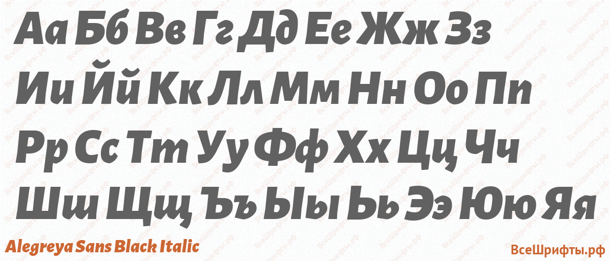 Шрифт Alegreya Sans Black Italic с русскими буквами Шрифт Alegreya Sans Black Italic с русскими буквами