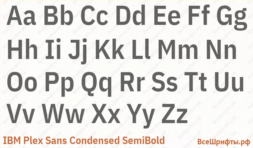 Шрифт IBM Plex Sans Condensed SemiBold с латинскими буквами Шрифт IBM Plex Sans Condensed SemiBold с латинскими буквами