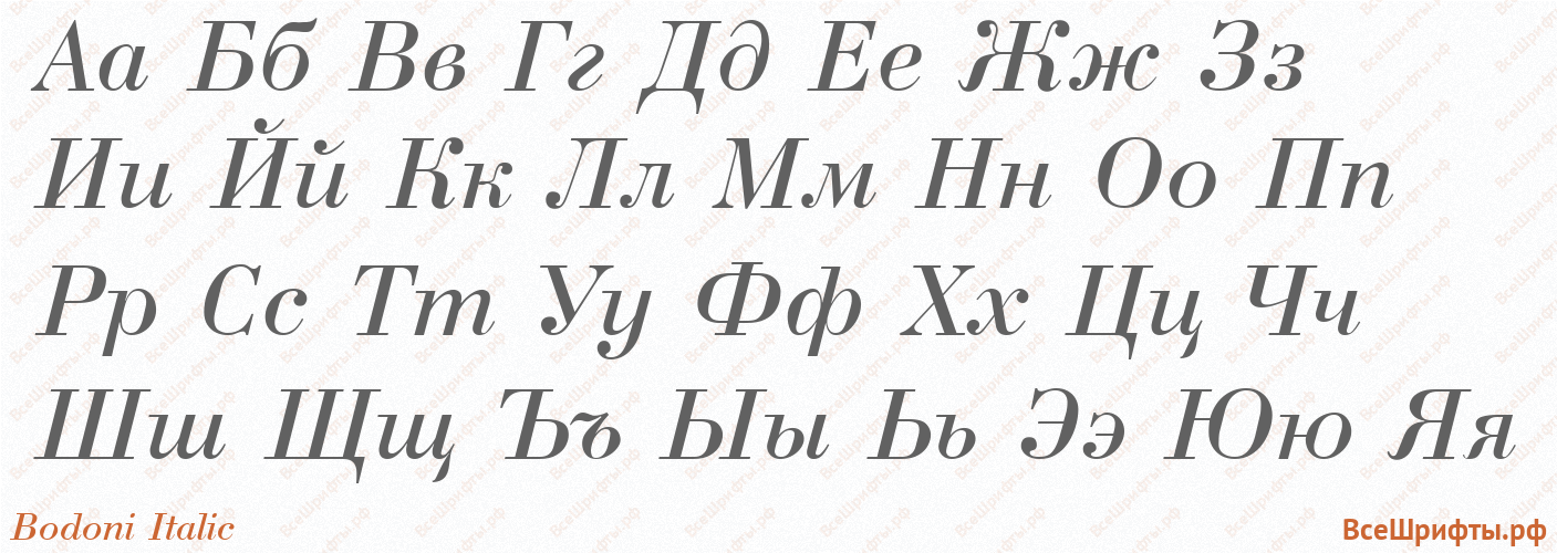 Шрифт Bodoni Italic с русскими буквами Шрифт Bodoni Italic с русскими буквами