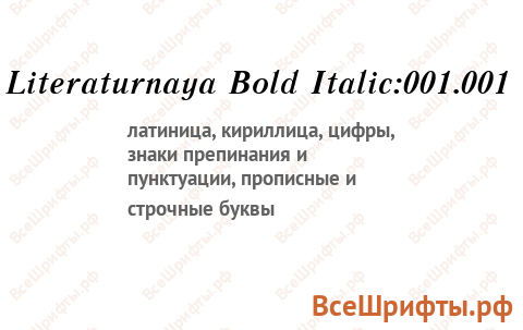 Шрифт Literaturnaya Bold Italic:001.001