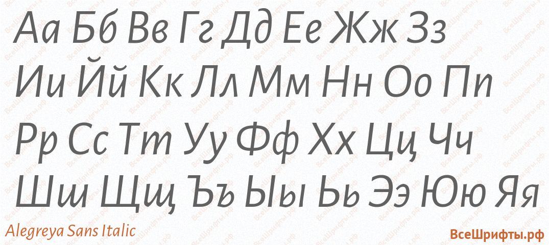 Шрифт Alegreya Sans Italic с русскими буквами Шрифт Alegreya Sans Italic с русскими буквами