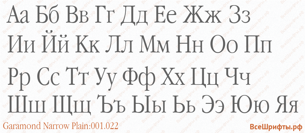 Шрифт Garamond Narrow Plain:001.022 с русскими буквами Шрифт Garamond Narrow Plain:001.022 с русскими буквами