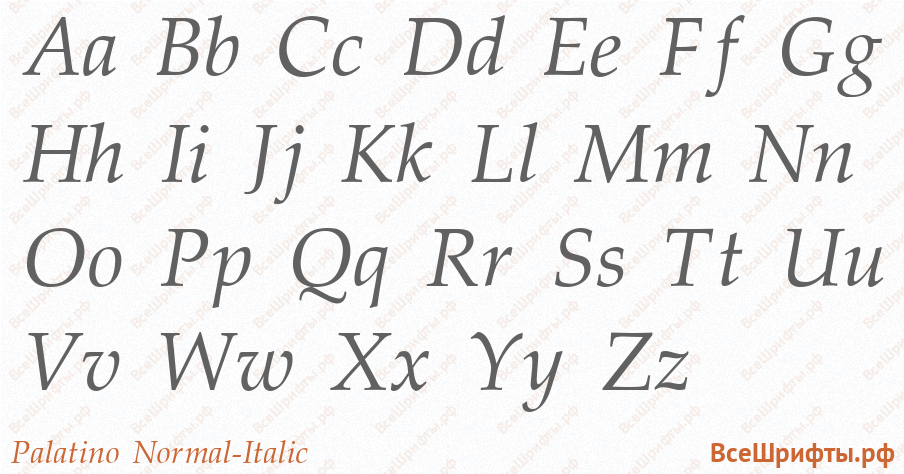 Шрифт Palatino Normal-Italic с латинскими буквами Шрифт Palatino Normal-Italic с латинскими буквами