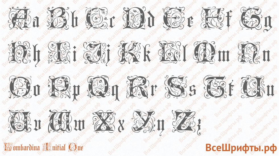 Шрифт Lombardina Initial One с латинскими буквами Шрифт Lombardina Initial One с латинскими буквами