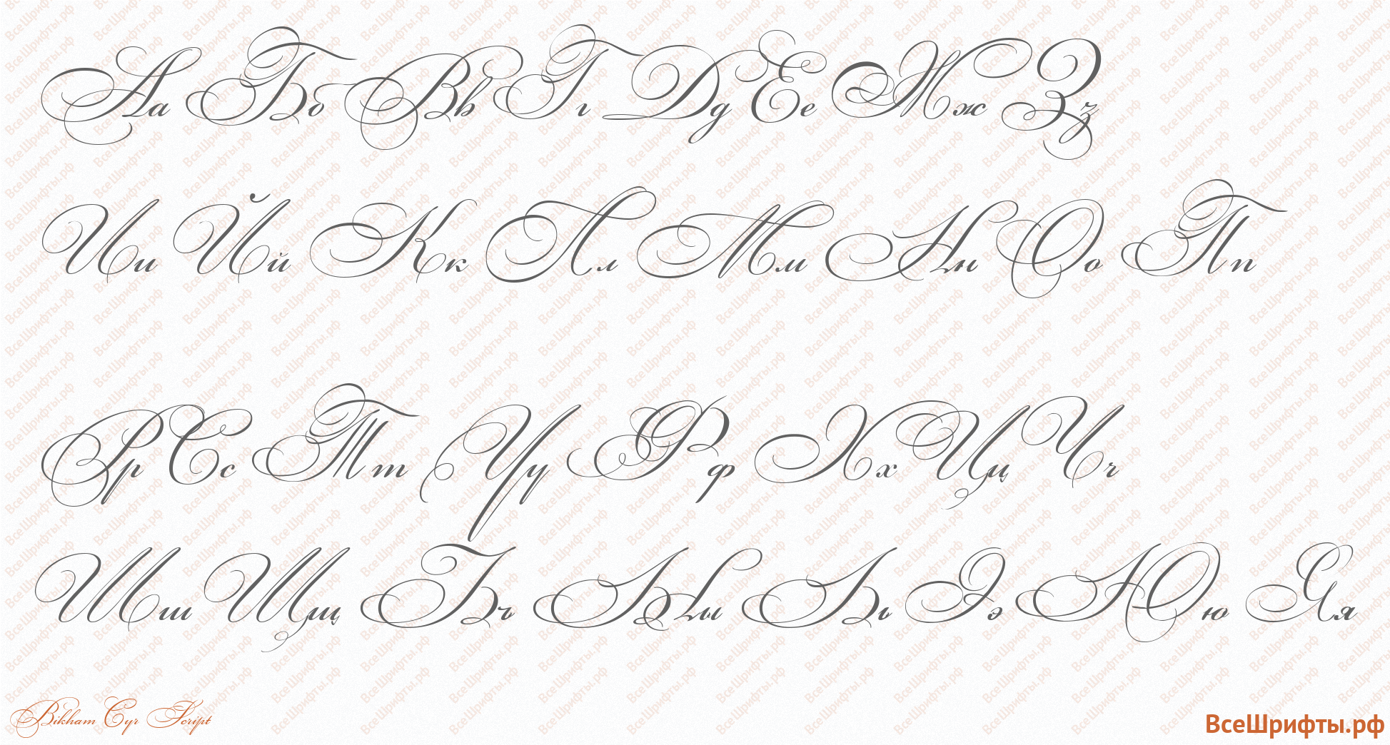 Шрифт Bikham Cyr Script с русскими буквами Шрифт Bikham Cyr Script с русскими буквами