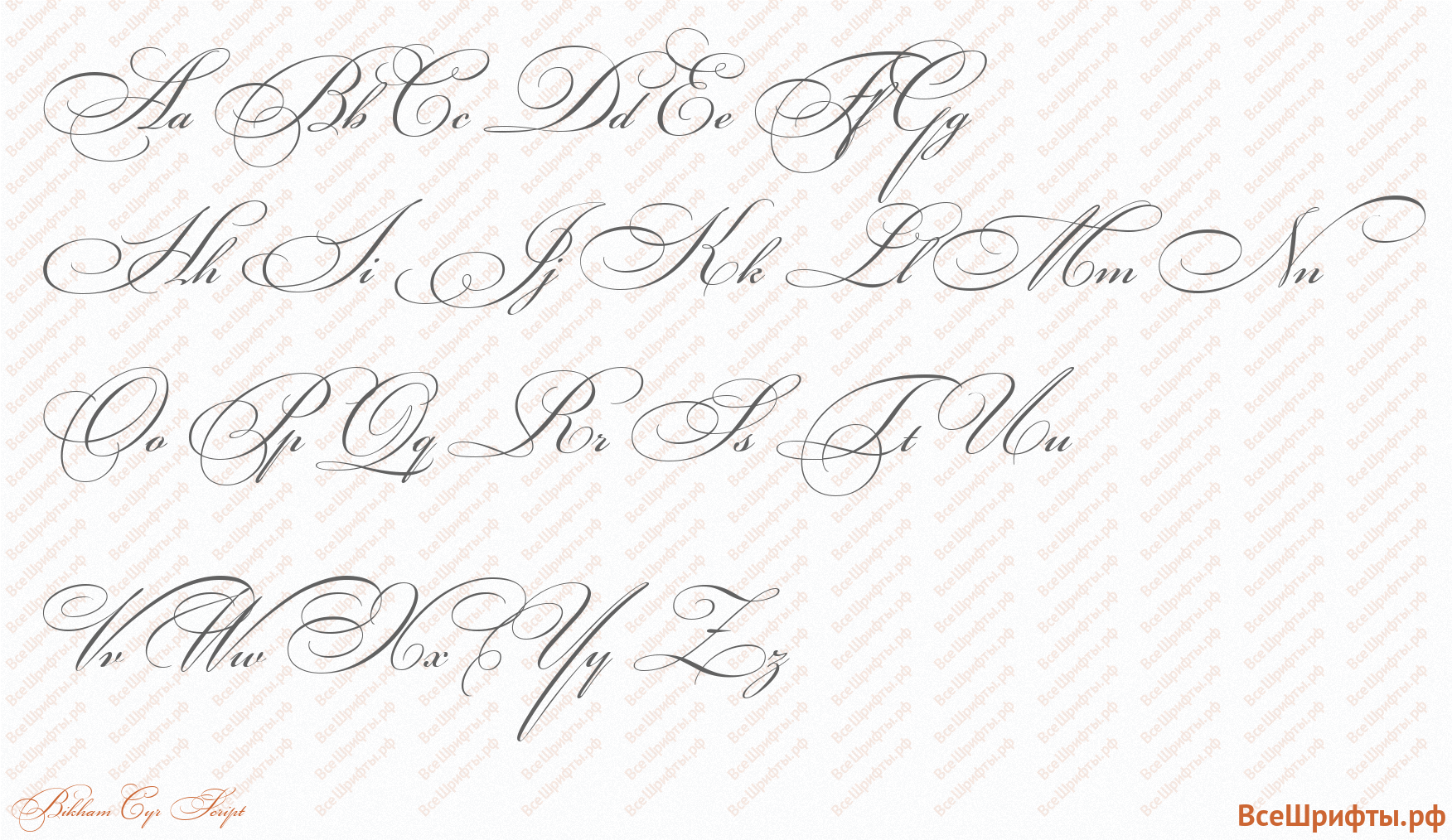 Шрифт Bikham Cyr Script с латинскими буквами Шрифт Bikham Cyr Script с латинскими буквами