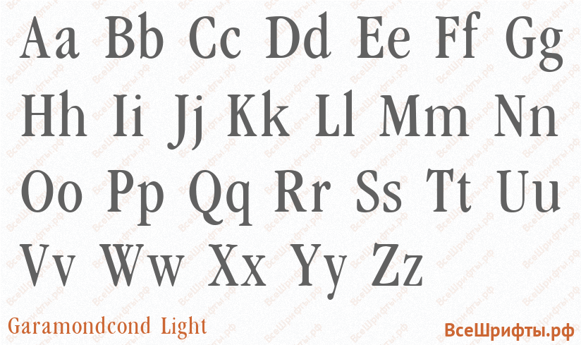 Шрифт Garamondcond Light с латинскими буквами Шрифт Garamondcond Light с латинскими буквами