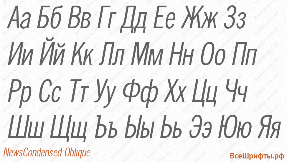 Шрифт NewsCondensed Oblique с русскими буквами Шрифт NewsCondensed Oblique с русскими буквами