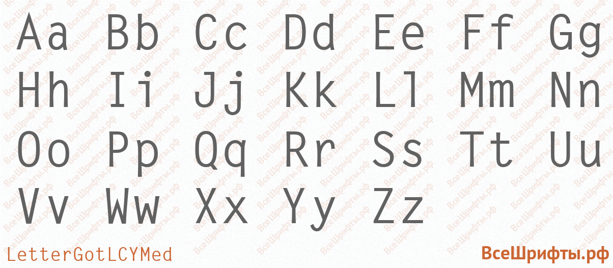 Шрифт LetterGotLCYMed с латинскими буквами Шрифт LetterGotLCYMed с латинскими буквами