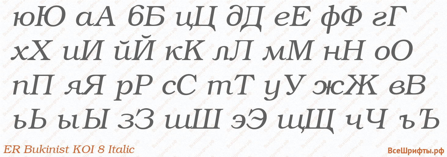 Шрифт ER Bukinist KOI 8 Italic с русскими буквами Шрифт ER Bukinist KOI 8 Italic с русскими буквами