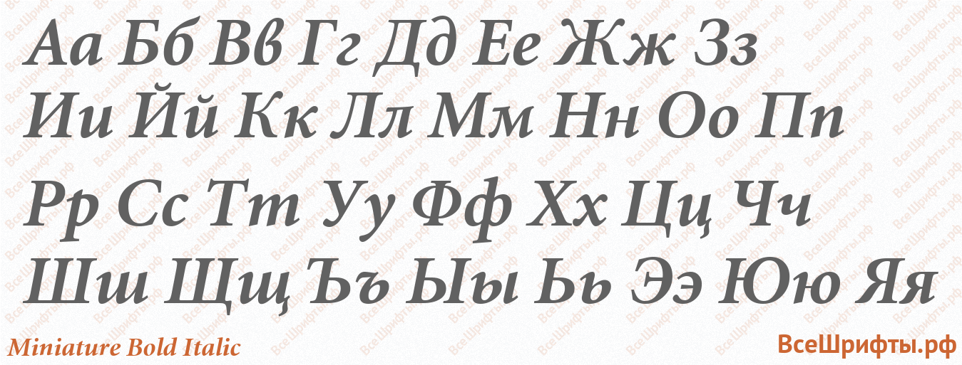 Шрифт Miniature Bold Italic с русскими буквами Шрифт Miniature Bold Italic с русскими буквами