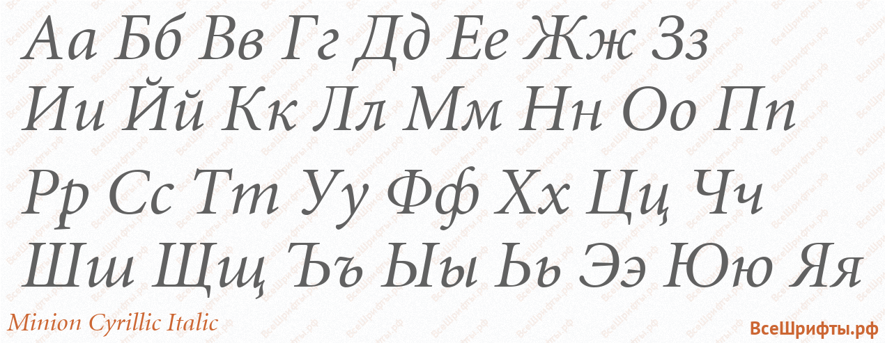 Шрифт Minion Cyrillic Italic с русскими буквами Шрифт Minion Cyrillic Italic с русскими буквами
