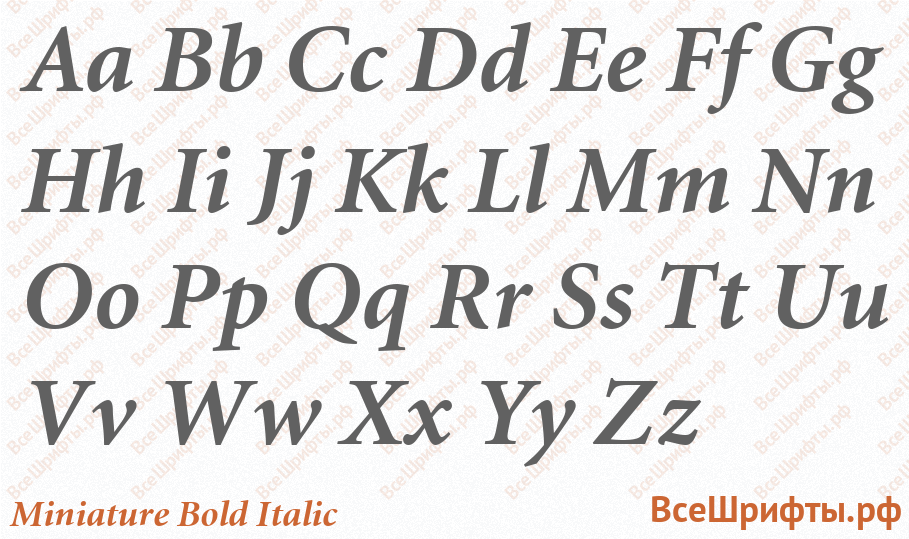 Шрифт Miniature Bold Italic с латинскими буквами Шрифт Miniature Bold Italic с латинскими буквами