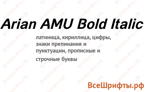Шрифт Arian AMU Bold Italic