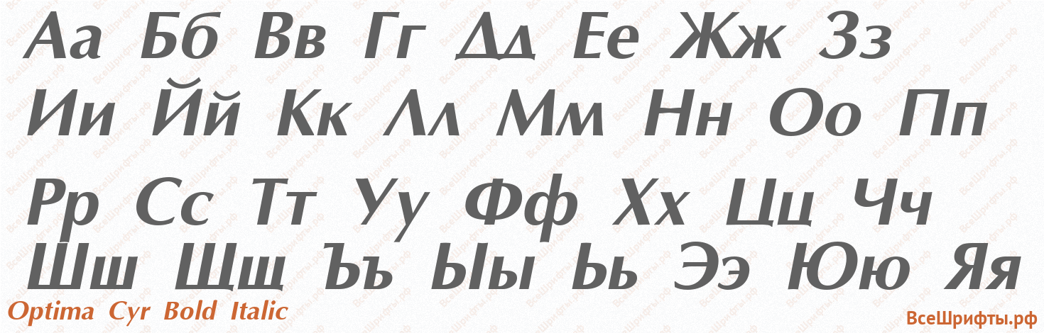 Шрифт Optima Cyr Bold Italic с русскими буквами Шрифт Optima Cyr Bold Italic с русскими буквами
