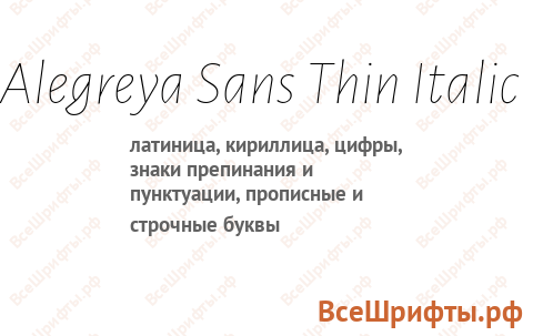 Шрифт Alegreya Sans Thin Italic