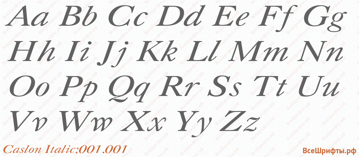Шрифт Caslon Italic:001.001 с латинскими буквами Шрифт Caslon Italic:001.001 с латинскими буквами