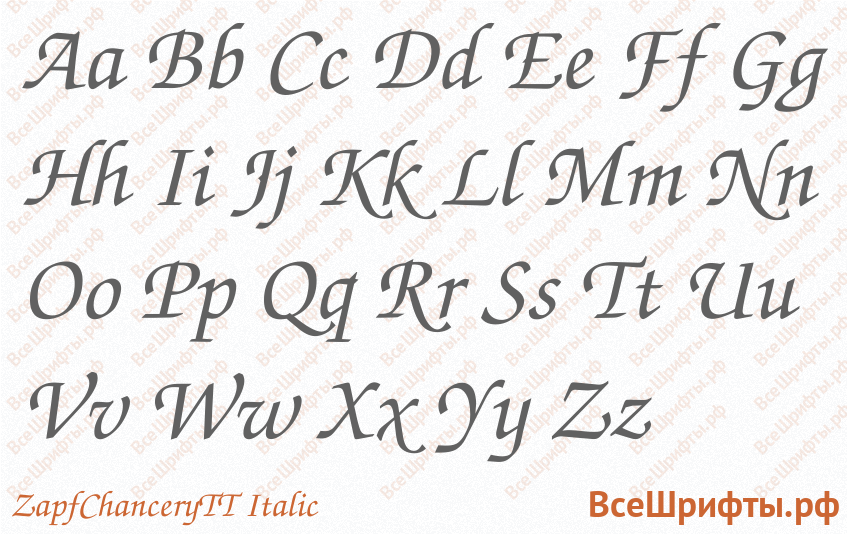 Шрифт ZapfChanceryTT Italic с латинскими буквами Шрифт ZapfChanceryTT Italic с латинскими буквами