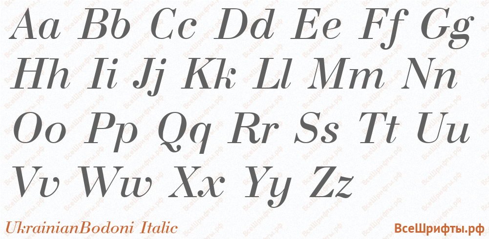 Шрифт UkrainianBodoni Italic с латинскими буквами Шрифт UkrainianBodoni Italic с латинскими буквами