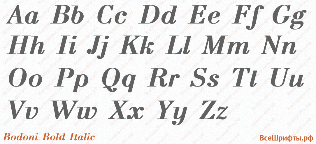 Шрифт Bodoni Bold Italic с латинскими буквами Шрифт Bodoni Bold Italic с латинскими буквами