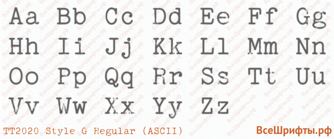 Шрифт TT2020 Style G Regular (ASCII) с латинскими буквами Шрифт TT2020 Style G Regular (ASCII) с латинскими буквами