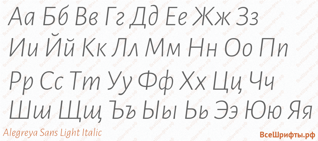 Шрифт Alegreya Sans Light Italic с русскими буквами Шрифт Alegreya Sans Light Italic с русскими буквами