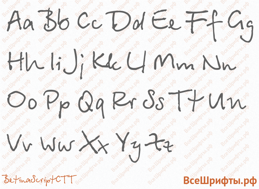 Шрифт BetinaScriptCTT с латинскими буквами Шрифт BetinaScriptCTT с латинскими буквами
