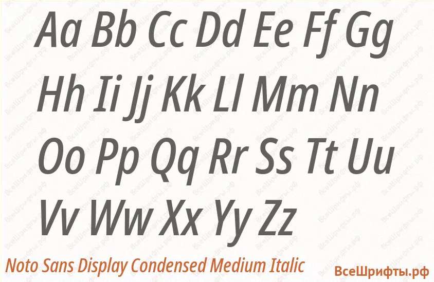 Шрифт Noto Sans Display Condensed Medium Italic с латинскими буквами Шрифт Noto Sans Display Condensed Medium Italic с латинскими буквами