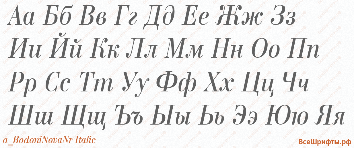 Шрифт a_BodoniNovaNr Italic с русскими буквами Шрифт a_BodoniNovaNr Italic с русскими буквами