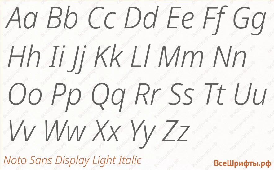 Шрифт Noto Sans Display Light Italic с латинскими буквами Шрифт Noto Sans Display Light Italic с латинскими буквами