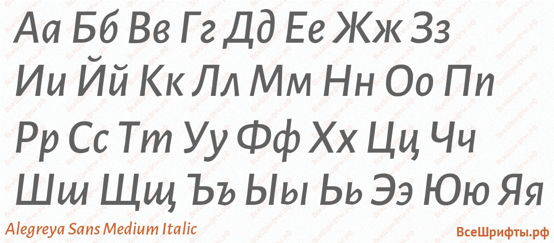Шрифт Alegreya Sans Medium Italic с русскими буквами Шрифт Alegreya Sans Medium Italic с русскими буквами