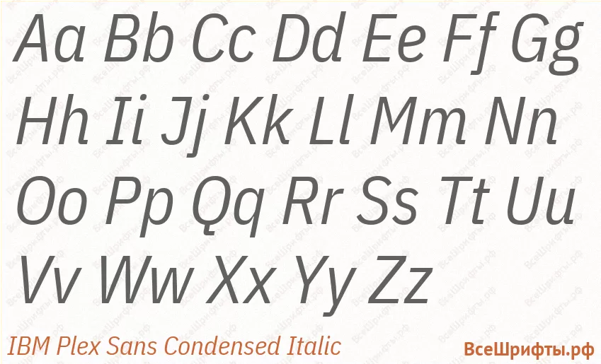 Шрифт IBM Plex Sans Condensed Italic с латинскими буквами Шрифт IBM Plex Sans Condensed Italic с латинскими буквами