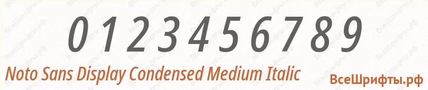 Шрифт Noto Sans Display Condensed Medium Italic с цифрами Шрифт Noto Sans Display Condensed Medium Italic с цифрами