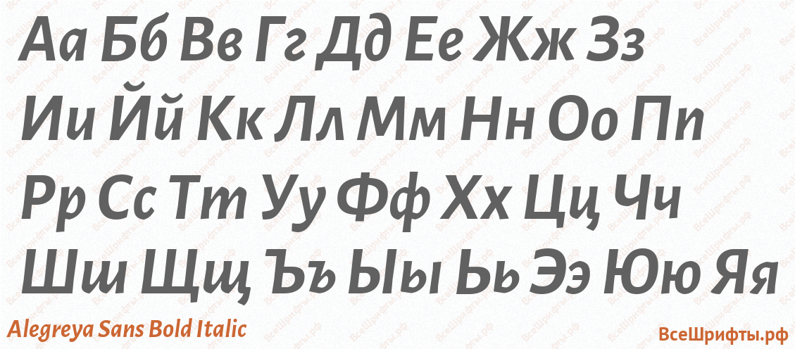 Шрифт Alegreya Sans Bold Italic с русскими буквами Шрифт Alegreya Sans Bold Italic с русскими буквами