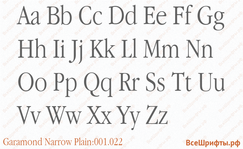 Шрифт Garamond Narrow Plain:001.022 с латинскими буквами Шрифт Garamond Narrow Plain:001.022 с латинскими буквами
