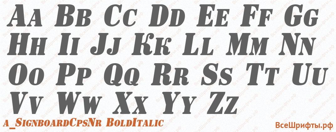 Шрифт a_SignboardCpsNr BoldItalic с латинскими буквами Шрифт a_SignboardCpsNr BoldItalic с латинскими буквами