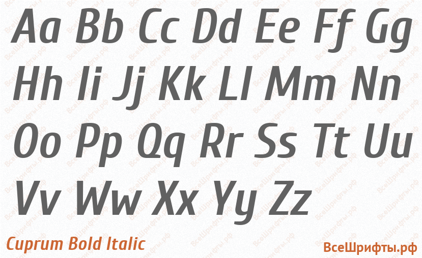 Шрифт Cuprum Bold Italic с латинскими буквами Шрифт Cuprum Bold Italic с латинскими буквами